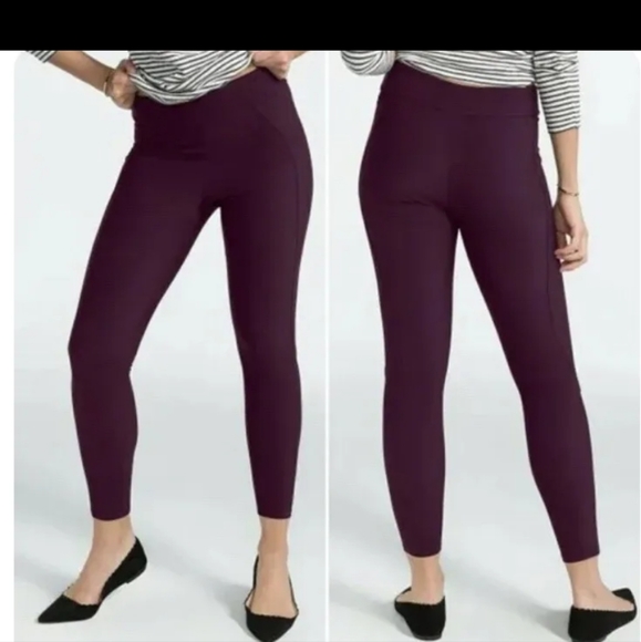 Spanx micro ribbed leggings in clour fine wine (dark red/purple) - Picture 1 of 5